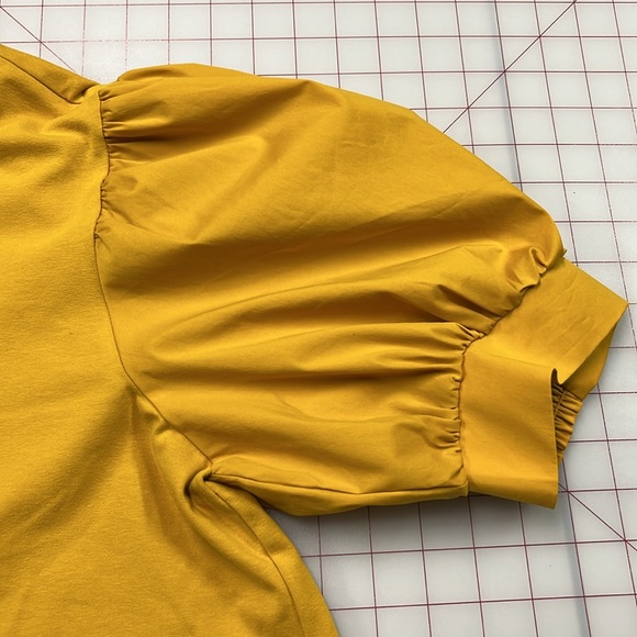 CHICO'S Cottage Coastal Smocked Puff SLV Scoop Cotton Marigold Brunch Blouse XL - Picture 12 of 16